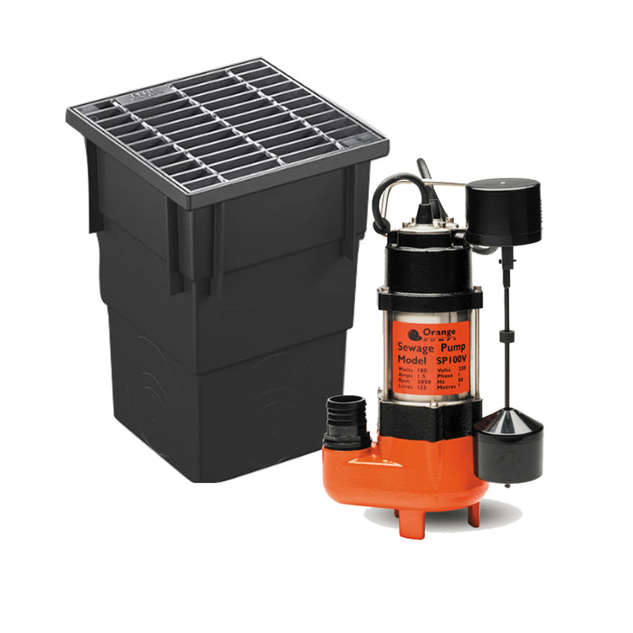 Orange Submersible Drainage Pump with Free Reln Deep Pit