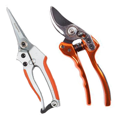 Luxury Bypass & 90mm Straight Silver Secateurs Duo